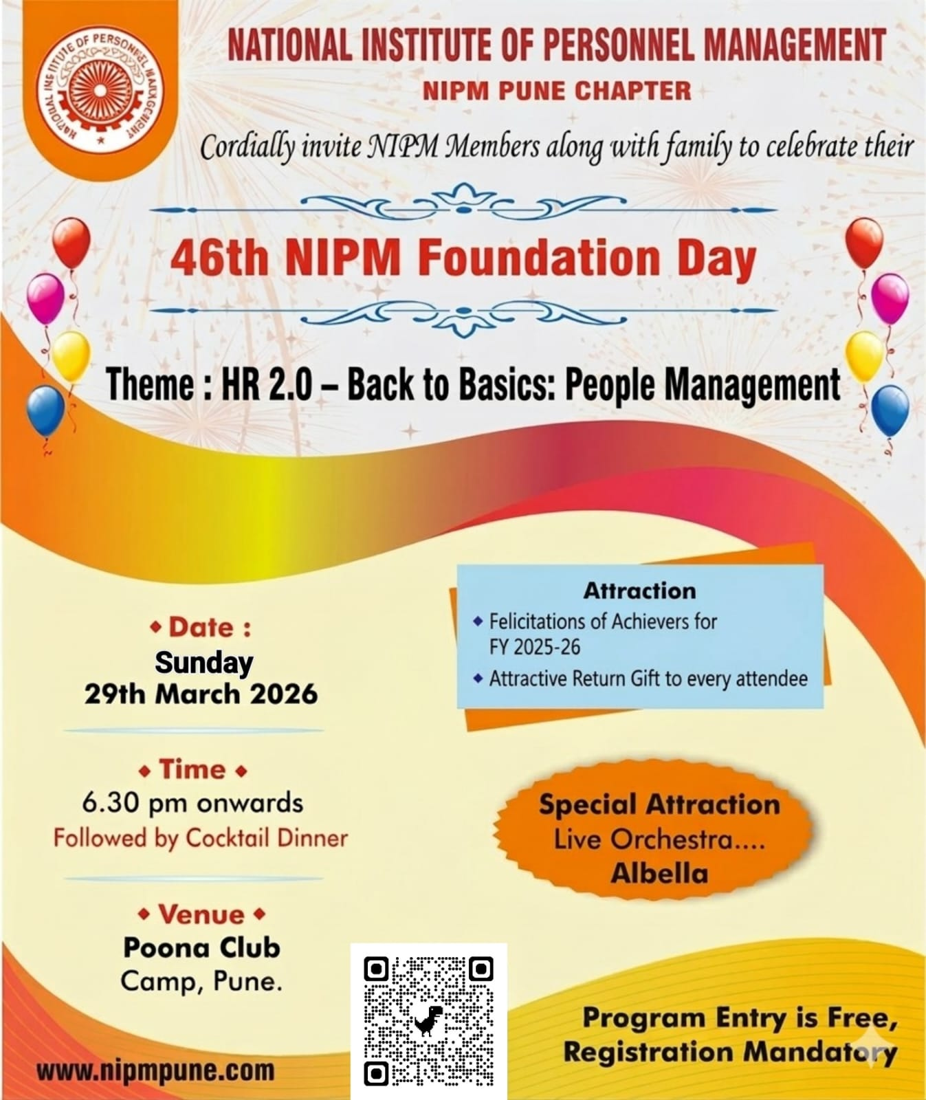 Invitation for Celebration of 46th, Foundation Day